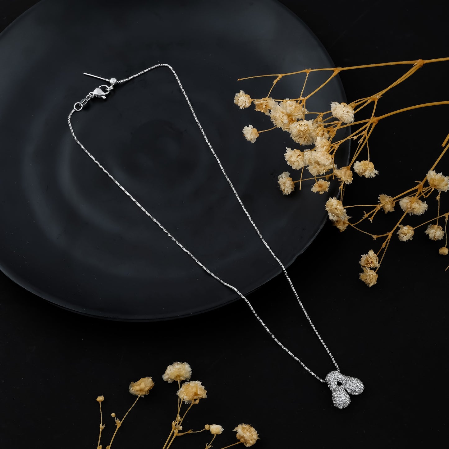Golden and Silver Grace Initial 'A' Pendant Chain