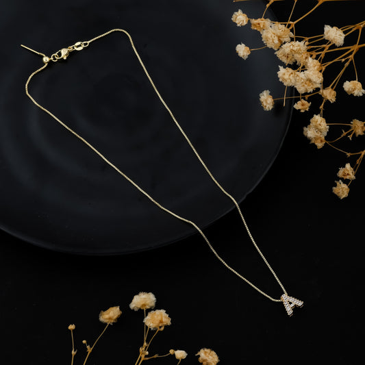 Golden and Silver Grace Initial 'A' Pendant Chain