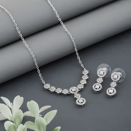 Crystal Dewdrop Silver Necklace